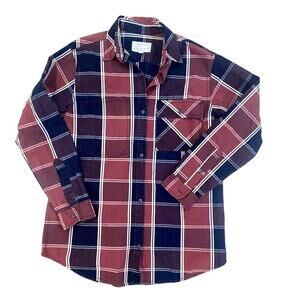 Current Elliott Long Sleeve Navy & Plum Plaid Button up sz 1 S/M